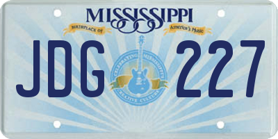 MS license plate JDG227