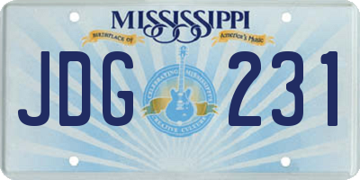 MS license plate JDG231