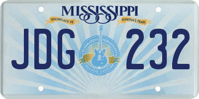 MS license plate JDG232