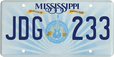 MS license plate JDG233