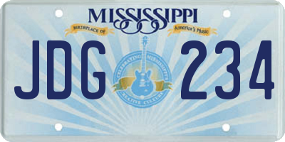 MS license plate JDG234