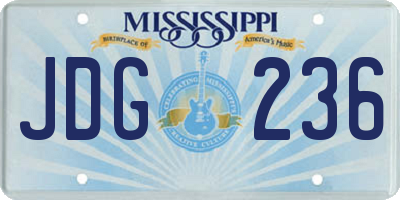 MS license plate JDG236