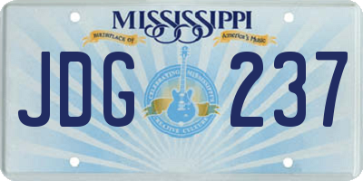 MS license plate JDG237