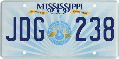 MS license plate JDG238