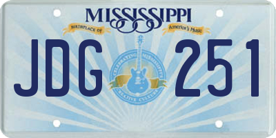 MS license plate JDG251