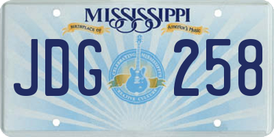 MS license plate JDG258