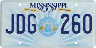 MS license plate JDG260