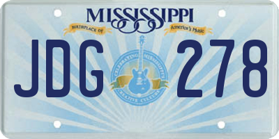MS license plate JDG278
