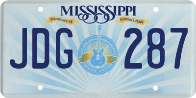 MS license plate JDG287