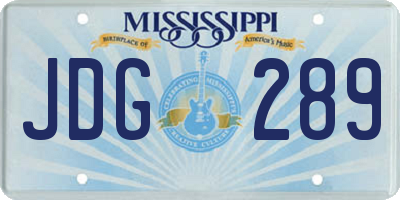 MS license plate JDG289