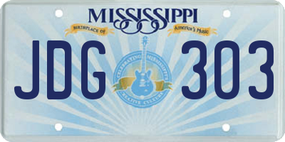 MS license plate JDG303