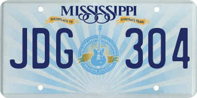 MS license plate JDG304