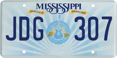 MS license plate JDG307