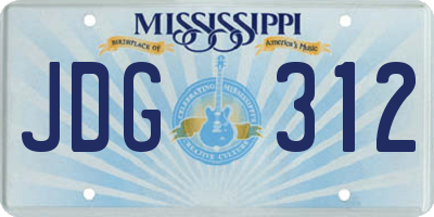 MS license plate JDG312