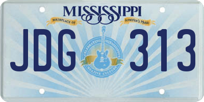 MS license plate JDG313