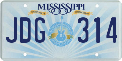 MS license plate JDG314