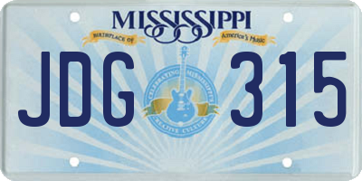 MS license plate JDG315