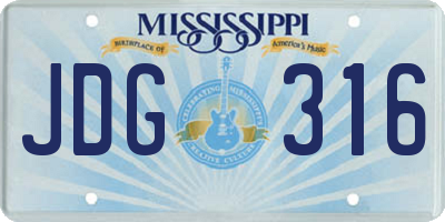 MS license plate JDG316