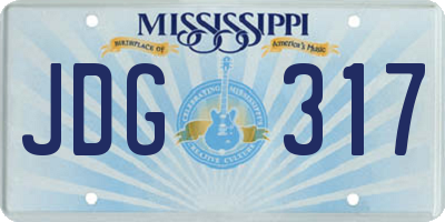 MS license plate JDG317