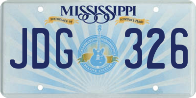 MS license plate JDG326
