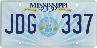 MS license plate JDG337