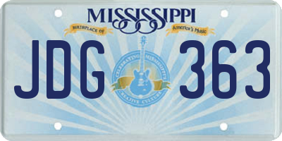 MS license plate JDG363
