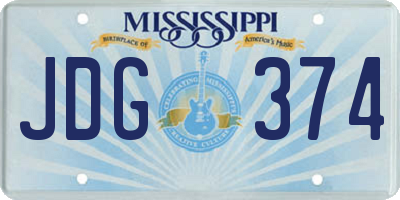 MS license plate JDG374