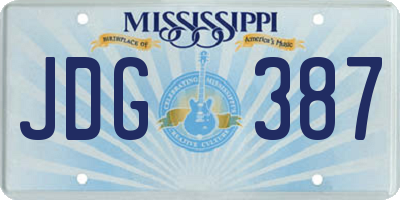 MS license plate JDG387