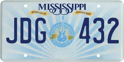 MS license plate JDG432