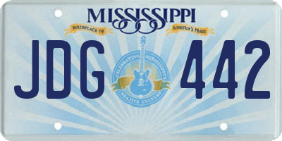 MS license plate JDG442