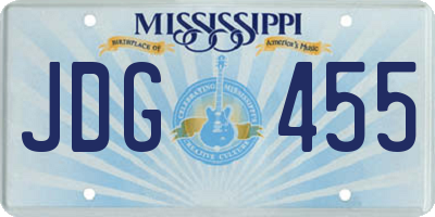 MS license plate JDG455