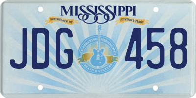 MS license plate JDG458