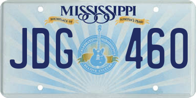 MS license plate JDG460