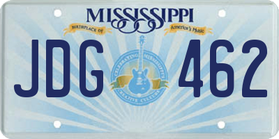 MS license plate JDG462