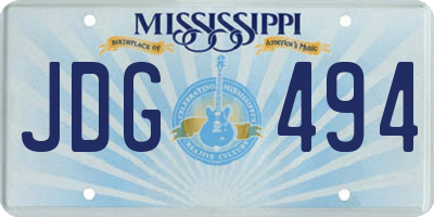 MS license plate JDG494