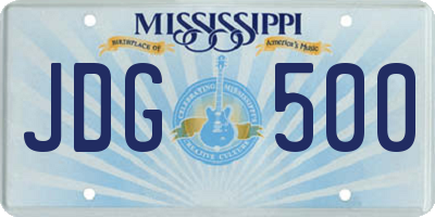 MS license plate JDG500