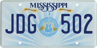 MS license plate JDG502