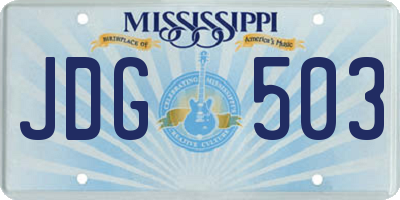 MS license plate JDG503