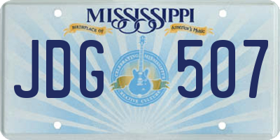 MS license plate JDG507