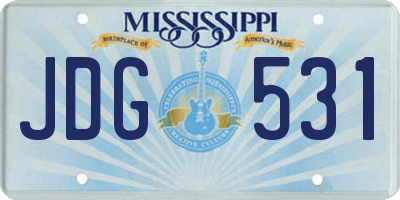 MS license plate JDG531