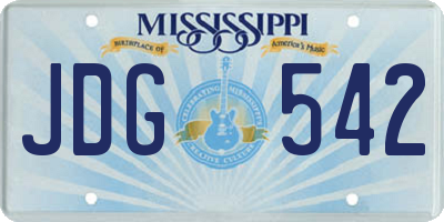 MS license plate JDG542