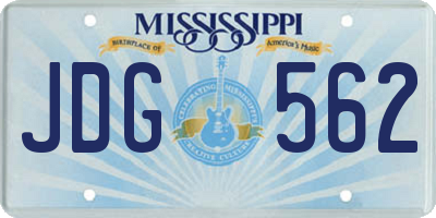 MS license plate JDG562
