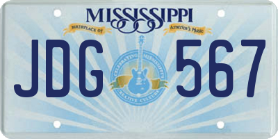 MS license plate JDG567