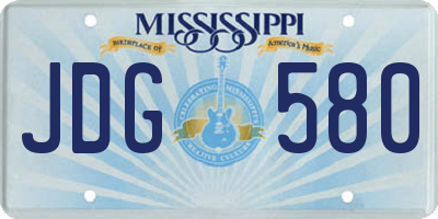 MS license plate JDG580