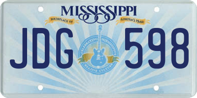MS license plate JDG598