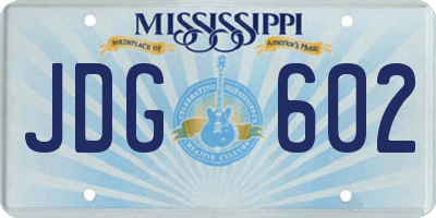 MS license plate JDG602