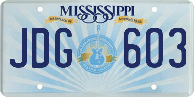 MS license plate JDG603