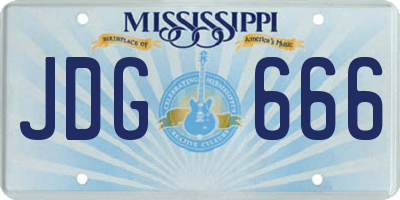 MS license plate JDG666