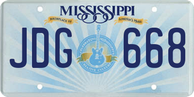 MS license plate JDG668