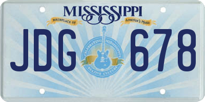 MS license plate JDG678